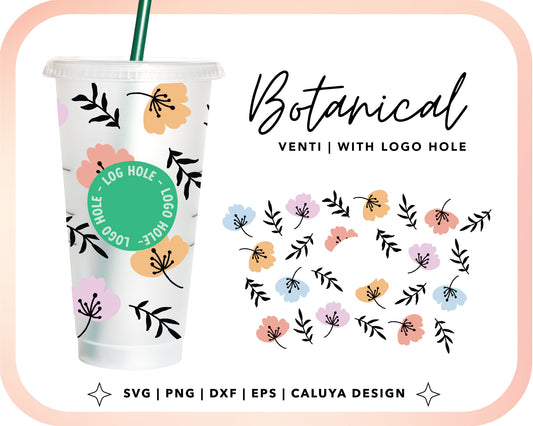 With Logo Venti Cup Wrap SVG | Botanical Flower