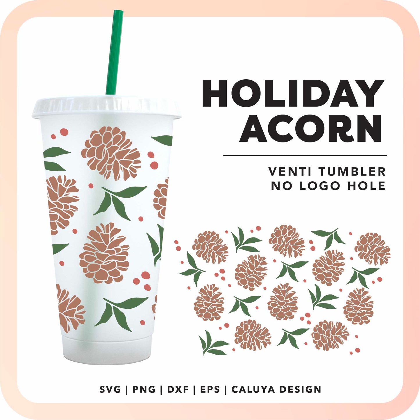 No Logo Venti Cup Wrap SVG | Holiday Acorn SVG