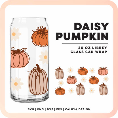 20oz Libbey Can Cup Wrap | Daisy Pumpkin SVG