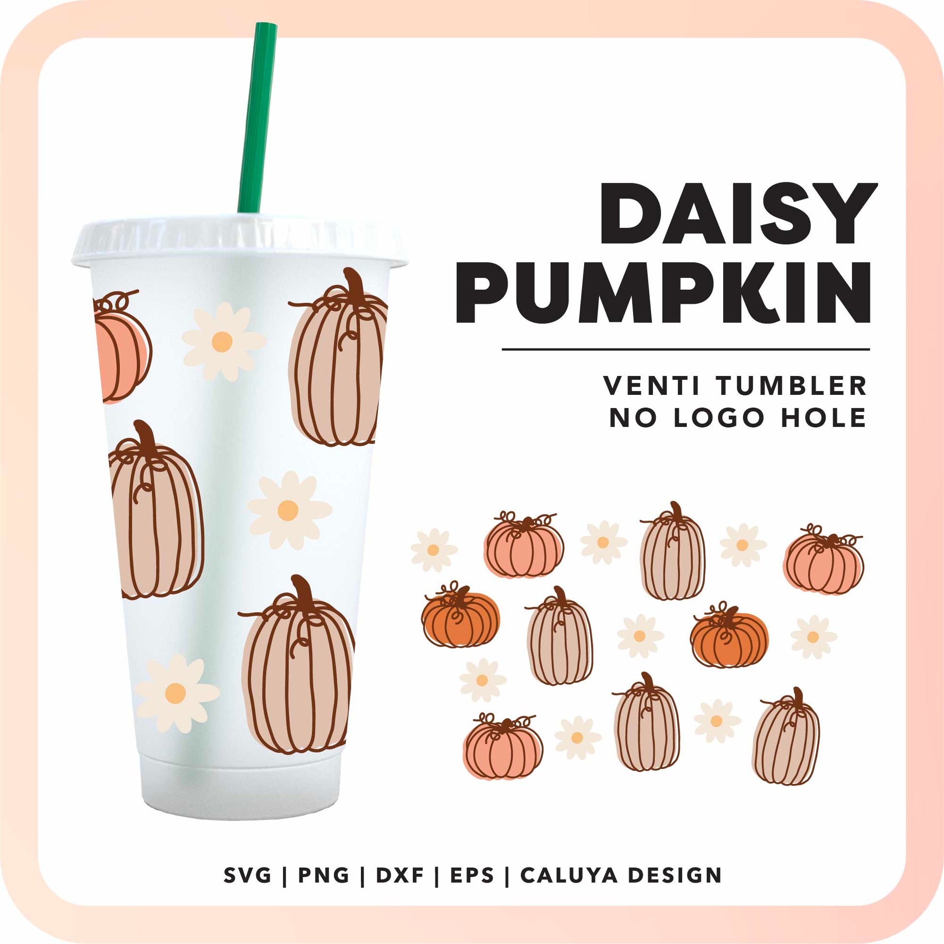 No Logo Venti Cup Wrap SVG | Daisy Pumpkin SVG