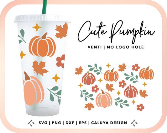 No Logo Venti Cup Wrap SVG | Cute Pumpkin Wraps Cut File for Cricut, Cameo Silhouette | Free SVG Cut File