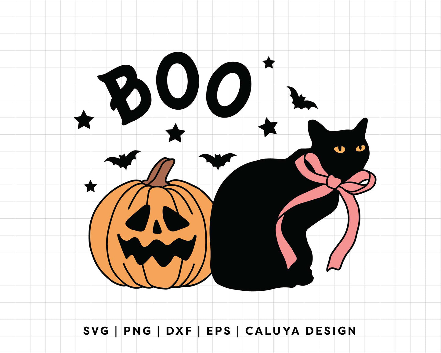 FREE Black Cat Halloween SVG | Coquette Bow Cat SVG