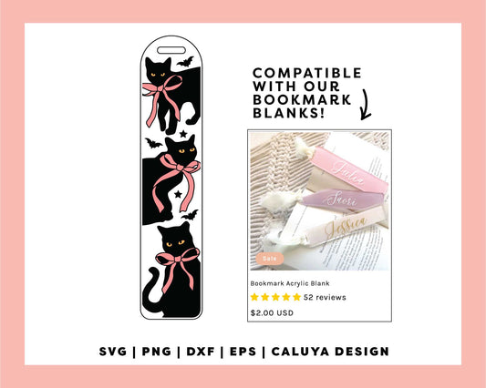 [ Digital File ] Bookmark Template SVG | Black Cat SVG