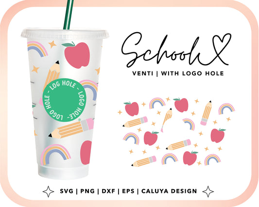 With Logo Venti Cup Wrap SVG | Cute School Cut File for Cricut, Cameo Silhouette | Free SVG Cut File