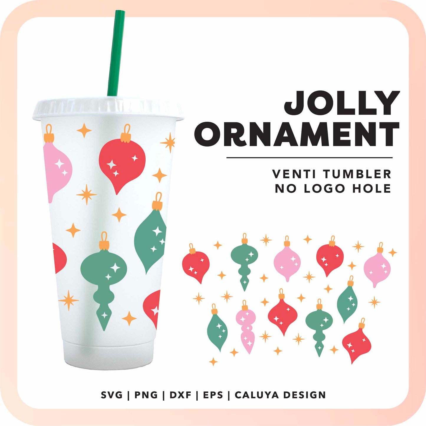 No Logo Venti Cup Wrap SVG | Jolly Ornament SVG