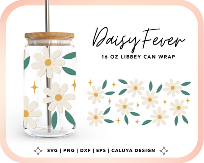 16oz Libbey Can Cup Wrap | Daisy Flower Cut File for Cricut, Cameo Silhouette | Free SVG Cut File