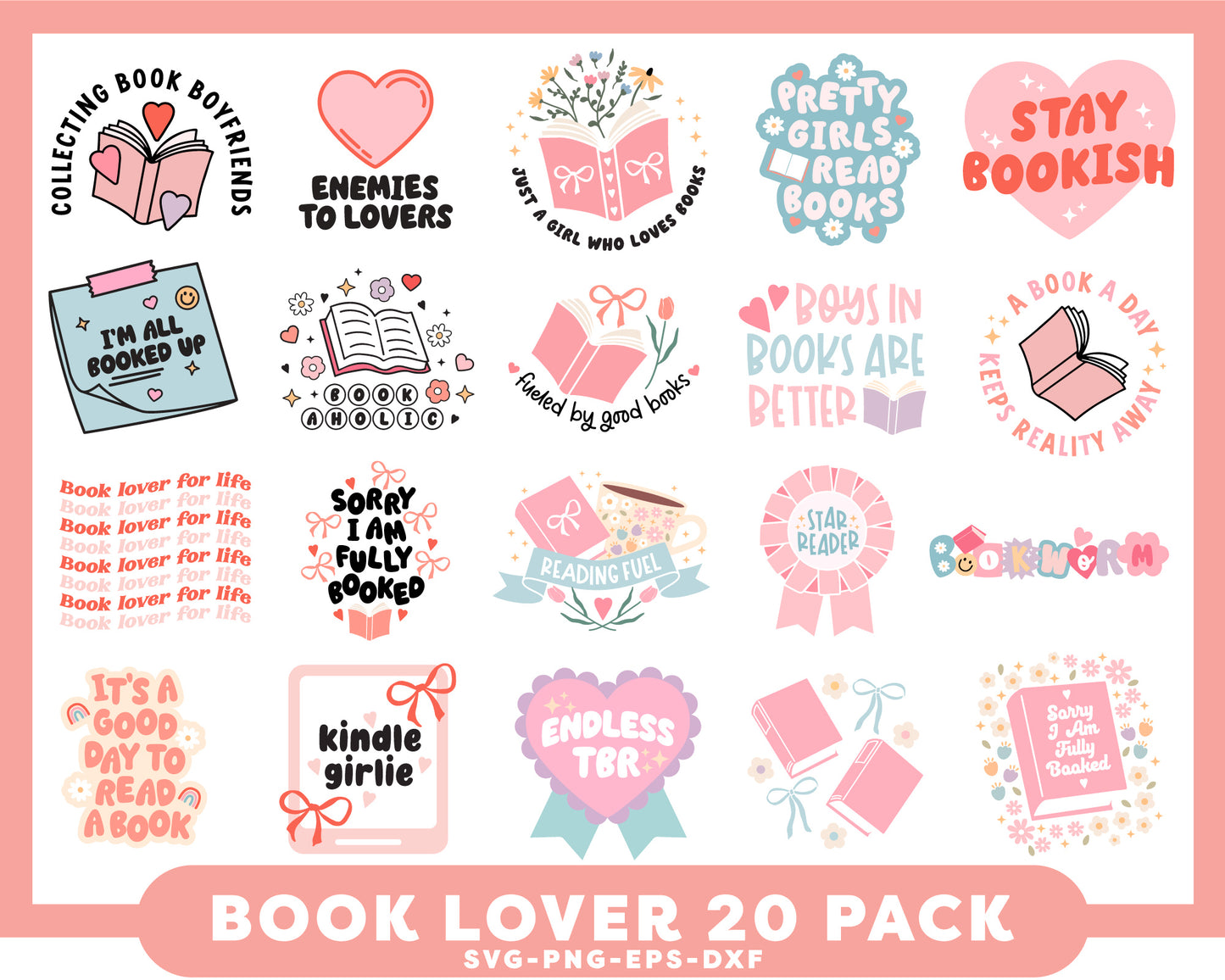 Book Lovers SVG Bundle | 20 Pack