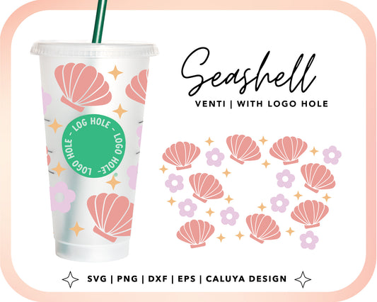With Logo Venti Cup Wrap SVG | Pastel Seashell Cut File for Cricut, Cameo Silhouette | Free SVG Cut File