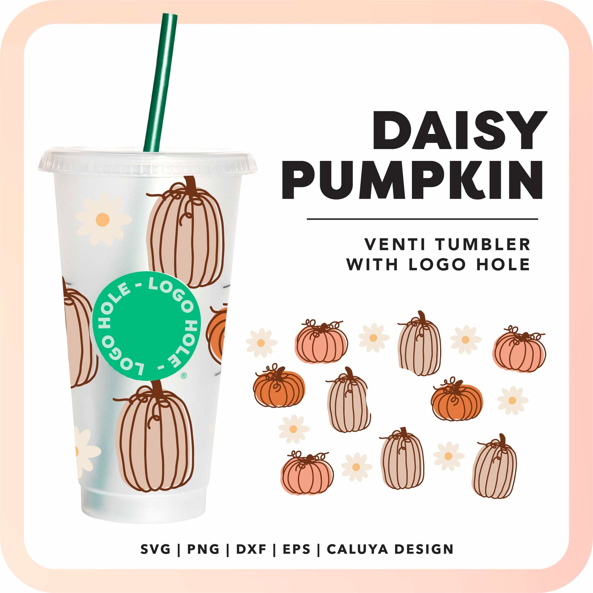 With Logo Venti Cup Wrap SVG | Daisy Pumpkin SVG