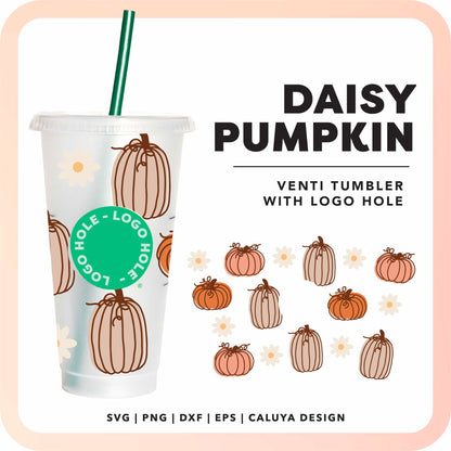 With Logo Venti Cup Wrap SVG | Daisy Pumpkin SVG