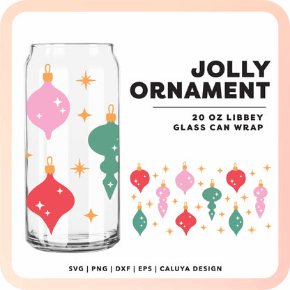 20oz Libbey Can Cup Wrap | Jolly Ornament SVG