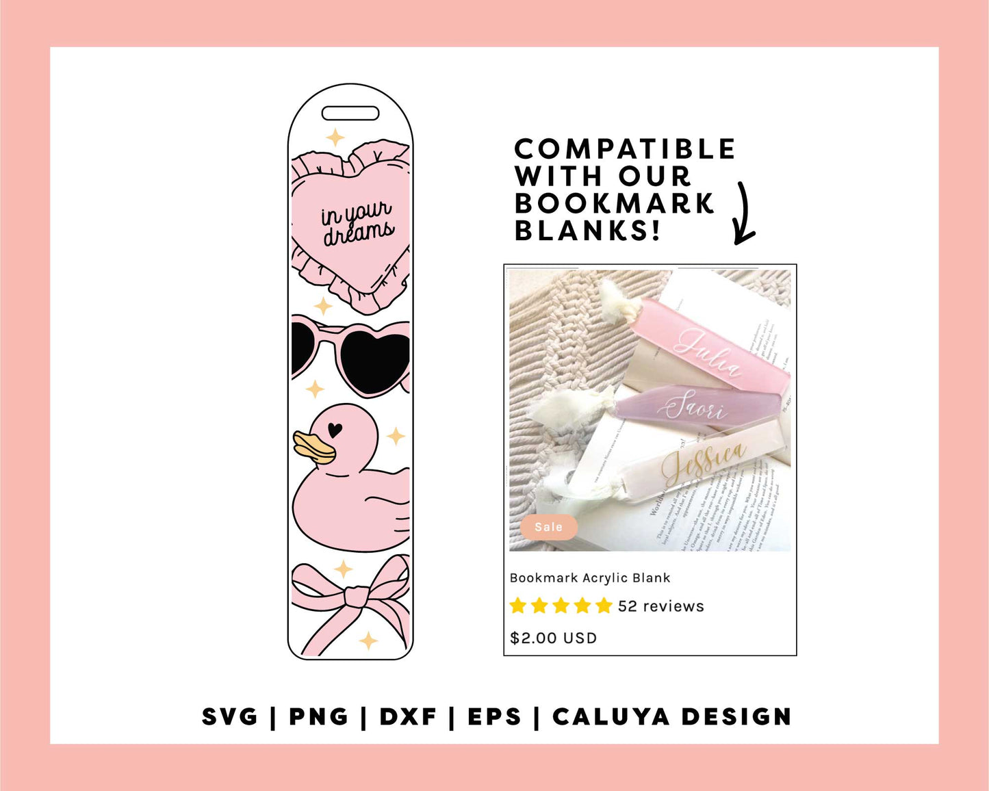 [ Digital File ] Bookmark Template SVG | Girly Stuff SVG