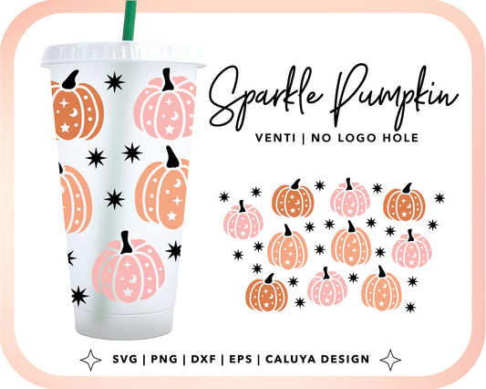 No Logo Venti Cup Wrap SVG | Sparkle Pumpkin Cut File for Cricut, Cameo Silhouette | Free SVG Cut File