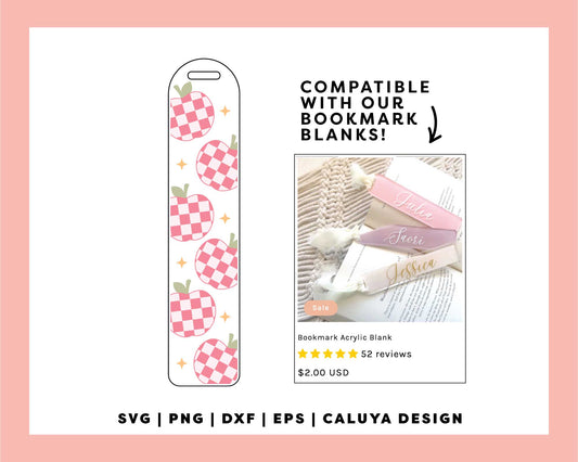 Bookmark Template SVG | Checkered Apple SVG