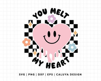 FREE You Melt My Heart SVG | Retro Valentines Day SVG