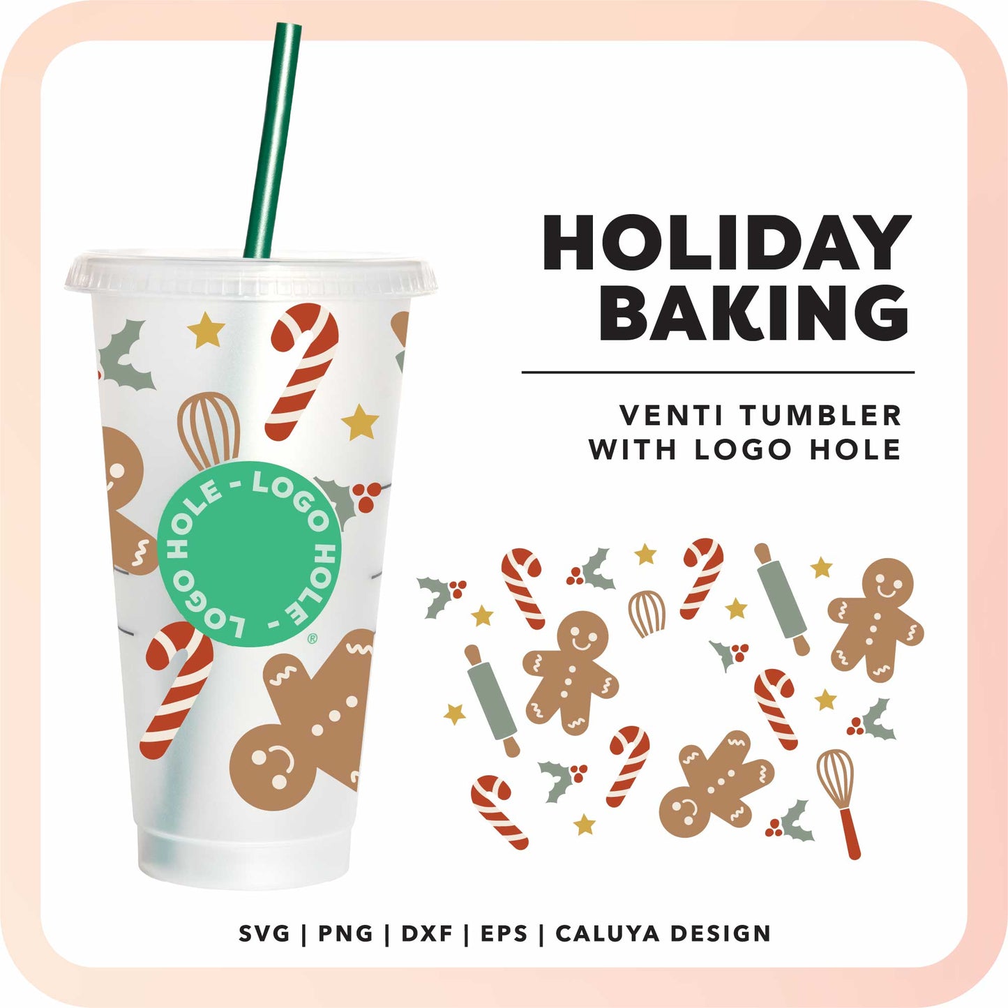 With Logo Venti Cup Wrap SVG | Holiday Baking SVG