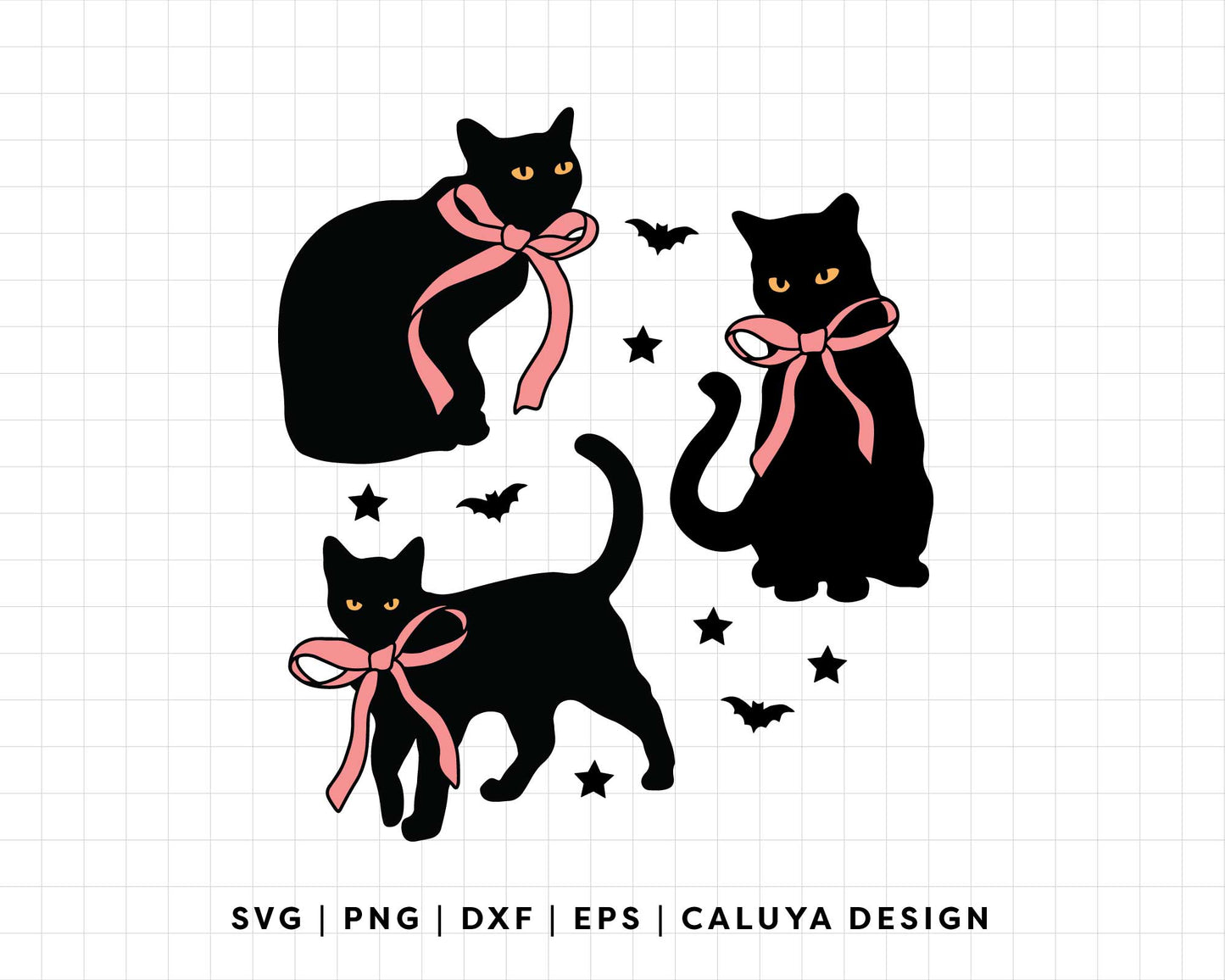 FREE Black Cat with Bow SVG | Coquette Cat Bow SVG