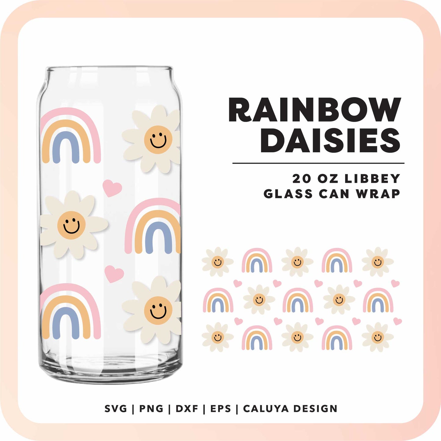 20oz Libbey Can Cup Wrap | Pastel Daisies SVG