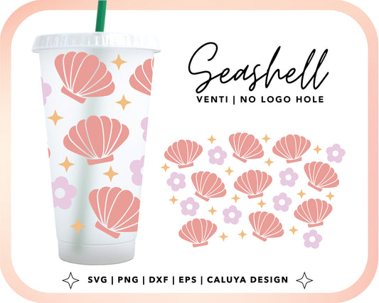 No Logo Venti Cup Wrap SVG | Pastel Seashell Cut File for Cricut, Cameo Silhouette | Free SVG Cut File