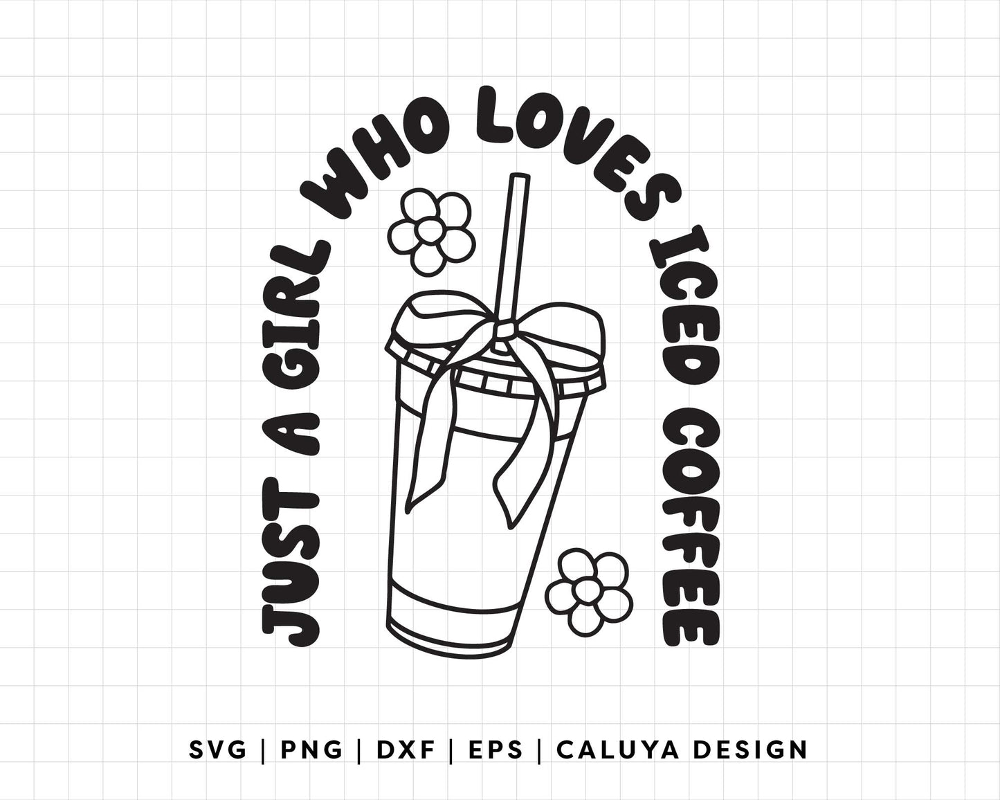 FREE Just A Girl SVG | Loves Iced Coffee Outline SVG