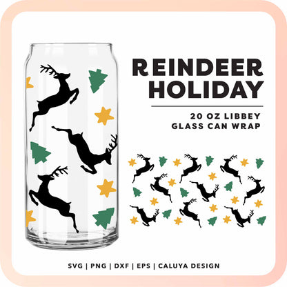 20oz Libbey Can Cup Wrap | Reindeer Holiday SVG