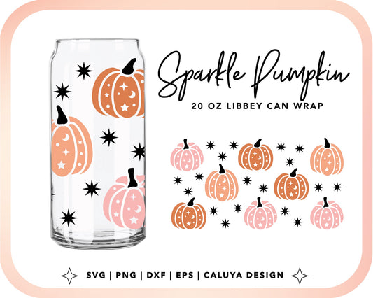20oz Libbey Can Cup Wrap | Sparkle Pumpkin Cut File for Cricut, Cameo Silhouette | Free SVG Cut File