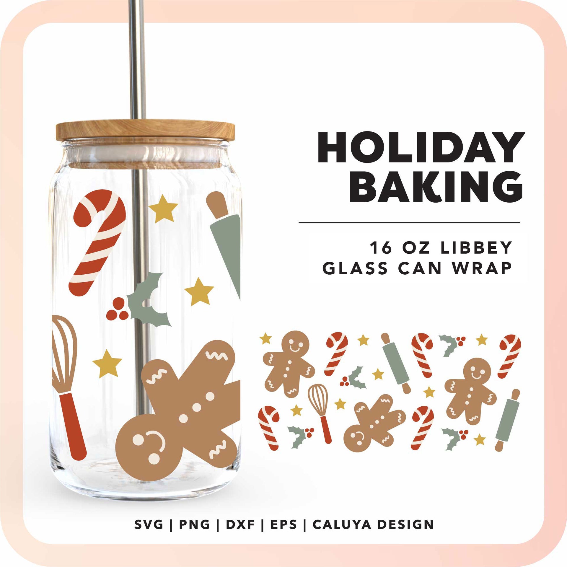 16oz Libbey Can Cup Wrap  Happy Santa Wrap SVG – Caluya Design