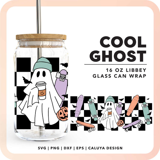 16oz Libbey Can Wrap SVG | Skateboard Ghost SVG