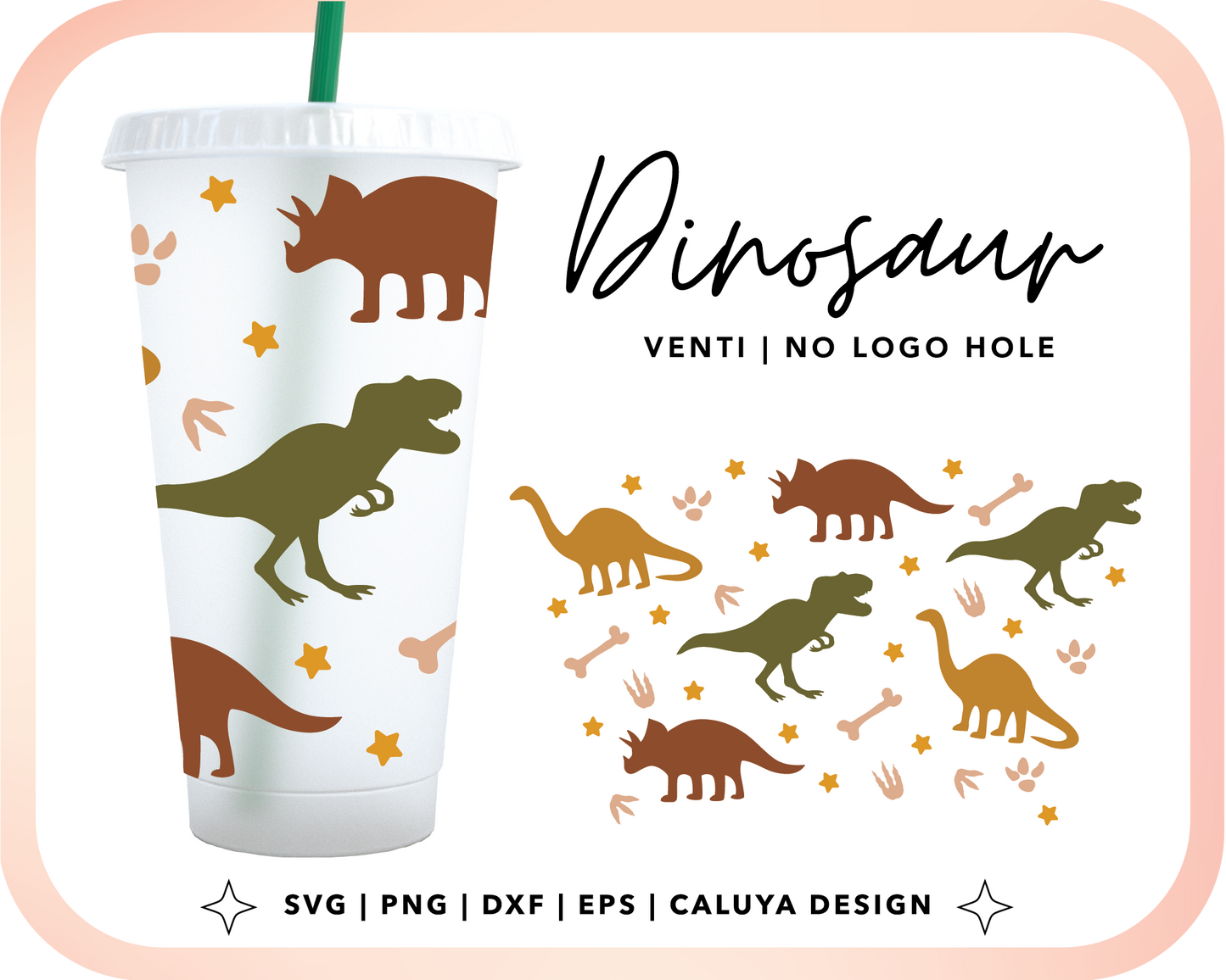 No Logo Venti Cup Wrap SVG | Dinosaur Wraps Cut File for Cricut, Cameo Silhouette | Free SVG Cut File