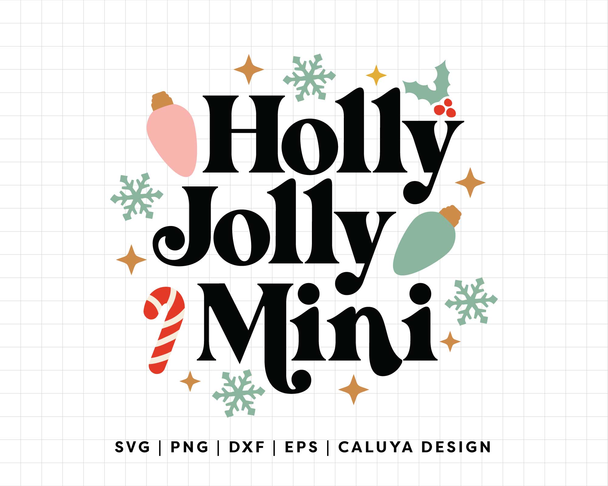 FREE Holly Jolly Mini SVG | Boho Christmas SVG – Caluya Design