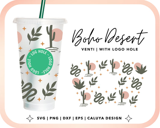 With Logo Venti Cup Wrap SVG | Boho Dessert Cut File for Cricut, Cameo Silhouette | Free SVG Cut File