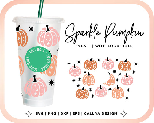 With Logo Venti Cup Wrap SVG | Sparkle Pumpkin Cut File for Cricut, Cameo Silhouette | Free SVG Cut File