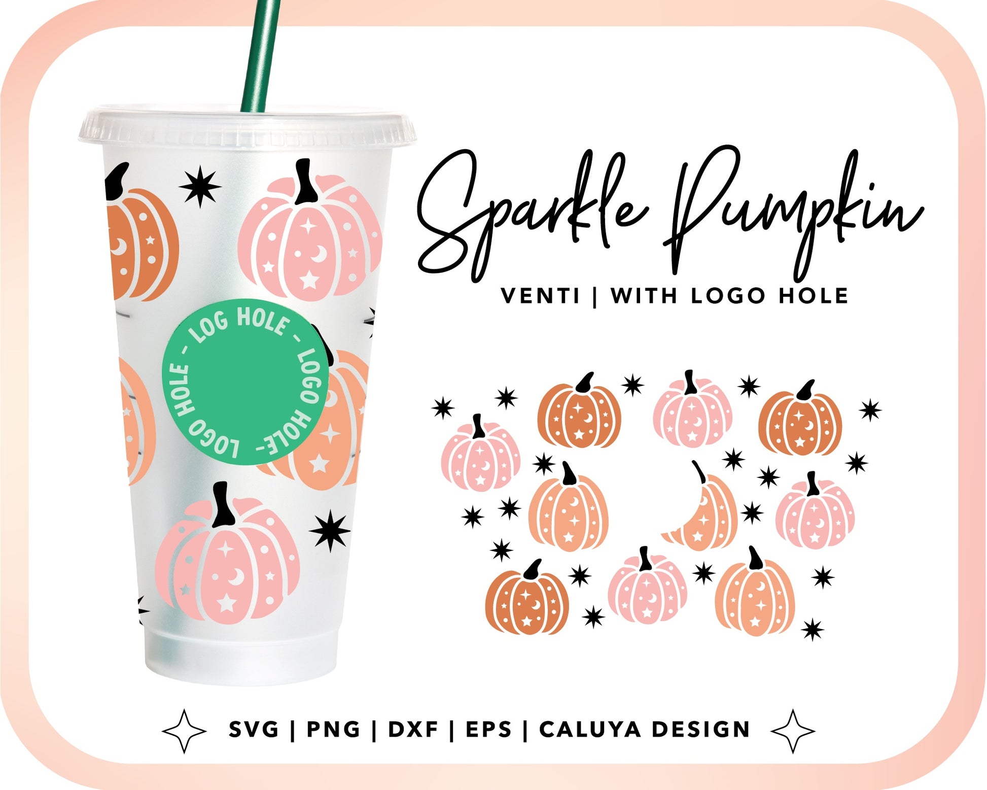 With Logo Venti Cup Wrap SVG | Sparkle Pumpkin Cut File for Cricut, Cameo Silhouette | Free SVG Cut File