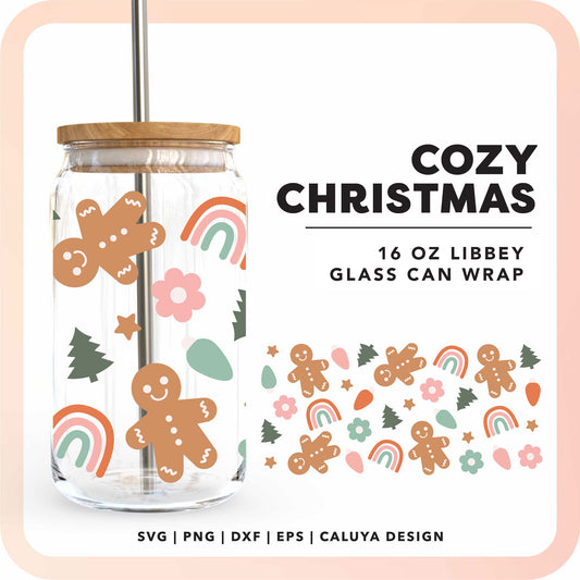 16oz Libbey Can Cup Wrap | Cozy Rainbow Christmas SVG