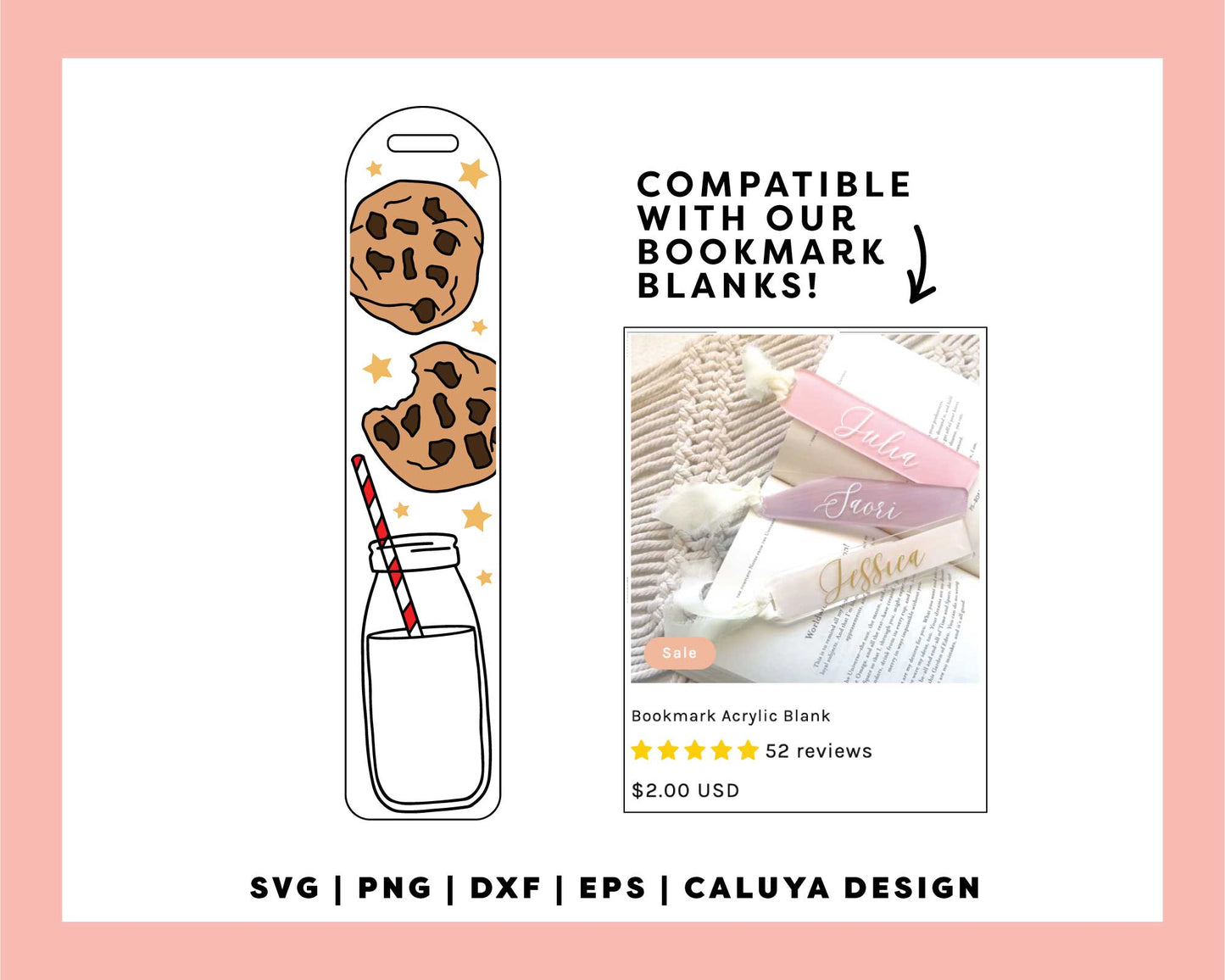 [ Digital File ] Bookmark Template SVG | Milk & Cookie SVG