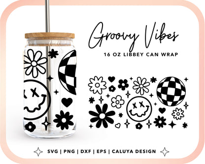 16oz Libbey Can Cup Wrap | Y2K Vibes Cut File for Cricut, Cameo Silhouette | Free SVG Cut File