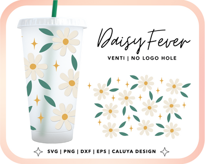 No Logo Venti Cup Wrap SVG | Daisy Flower Cut File for Cricut, Cameo Silhouette | Free SVG Cut File
