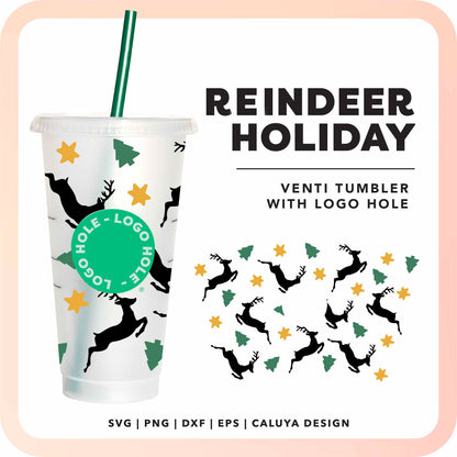 With Logo Venti Cup Wrap SVG | Reindeer Holiday SVG