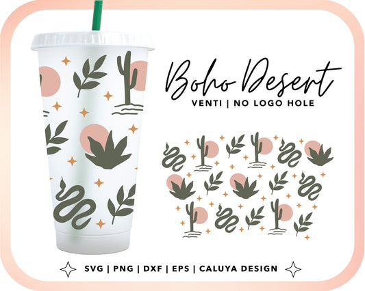 No Logo Venti Cup Wrap SVG | Boho Dessert Cut File for Cricut, Cameo Silhouette | Free SVG Cut File