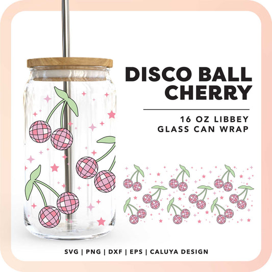 16oz Libbey Can Cup Wrap SVG | Disco Ball Cherry SVG