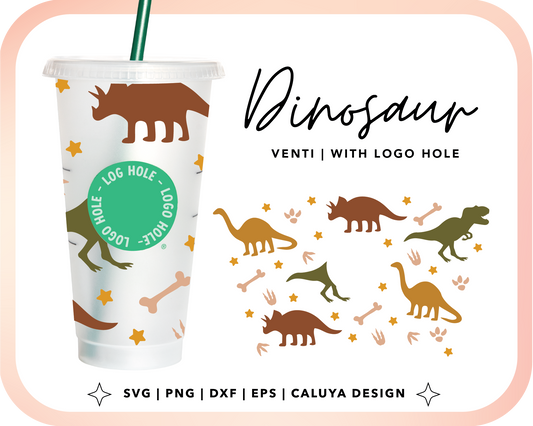 With Logo Venti Cup Wrap SVG | Dinosaur Wraps Cut File for Cricut, Cameo Silhouette | Free SVG Cut File