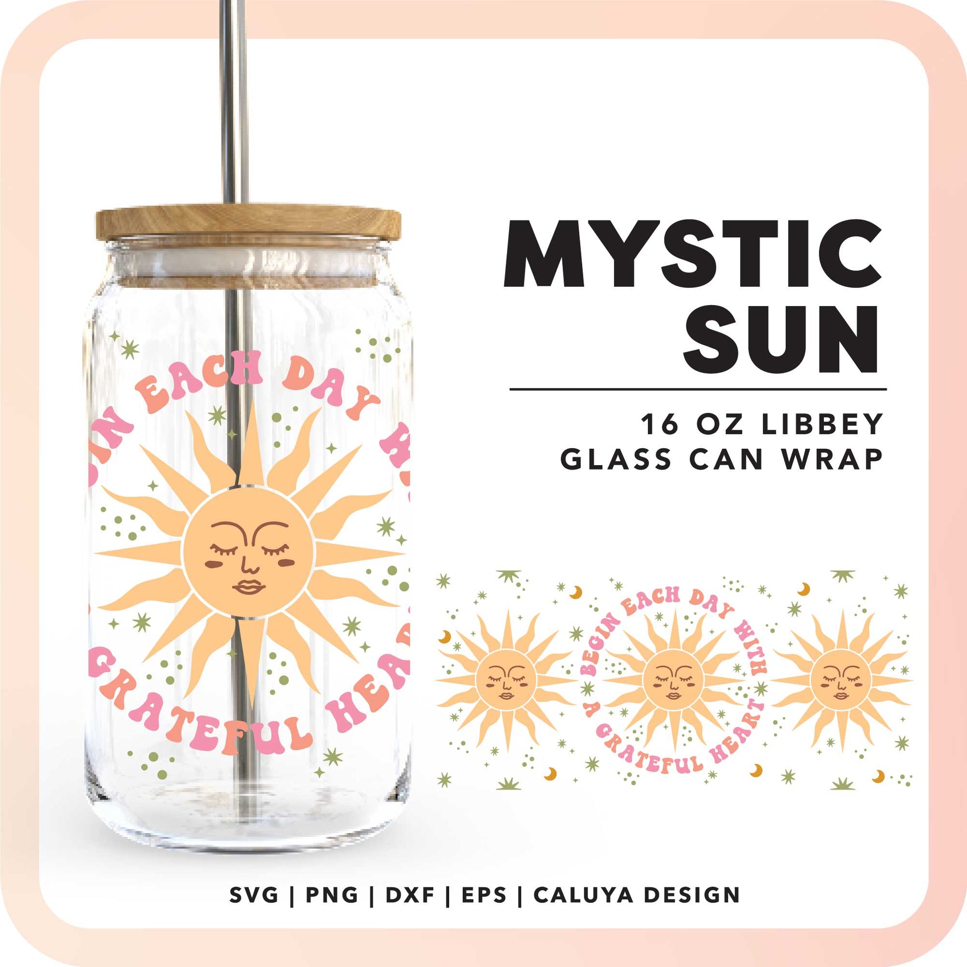 16oz Libbey Can Cup Wrap SVG | Mystic Sun SVG