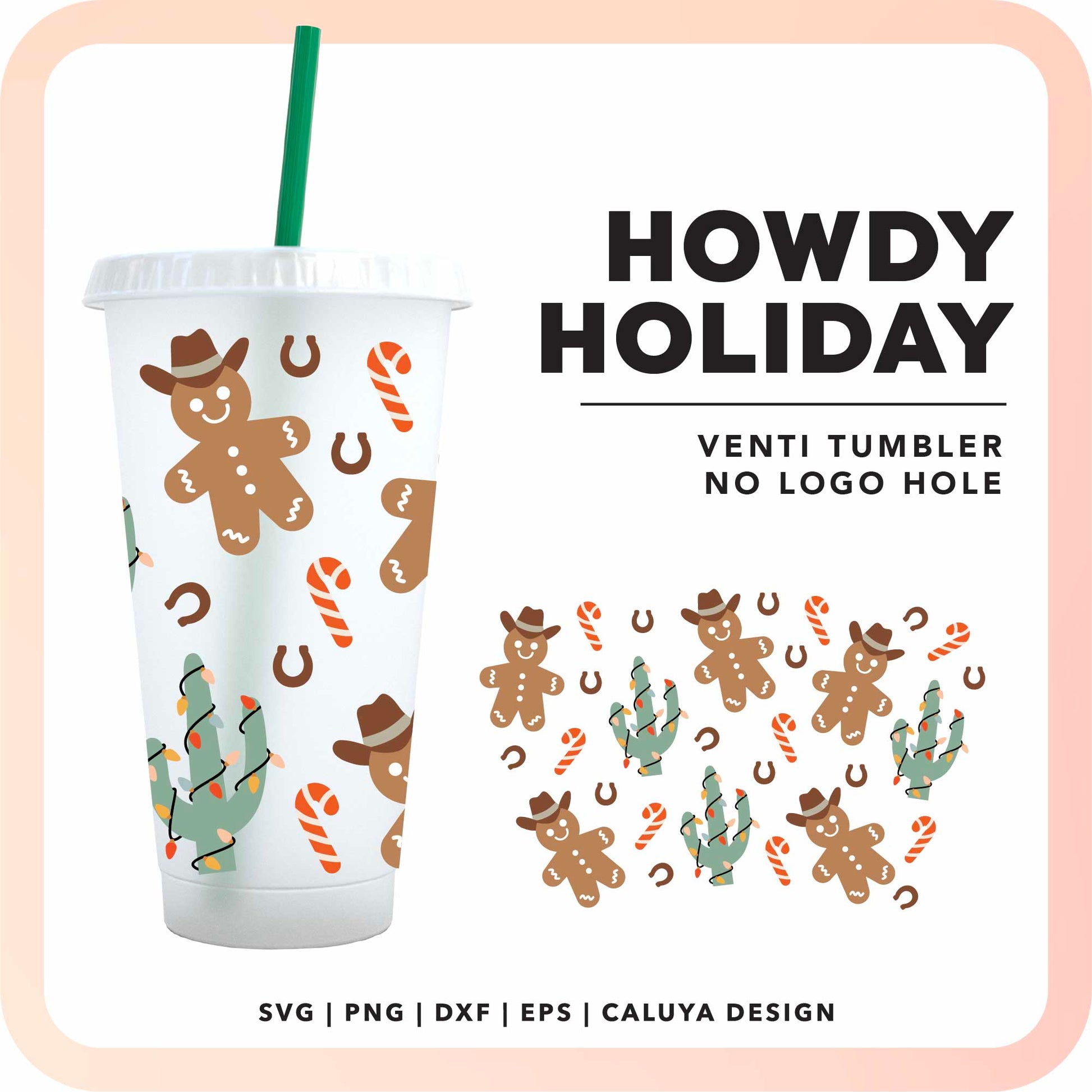 No Logo Venti Cup Wrap SVG | Western Howdy Holiday SVG