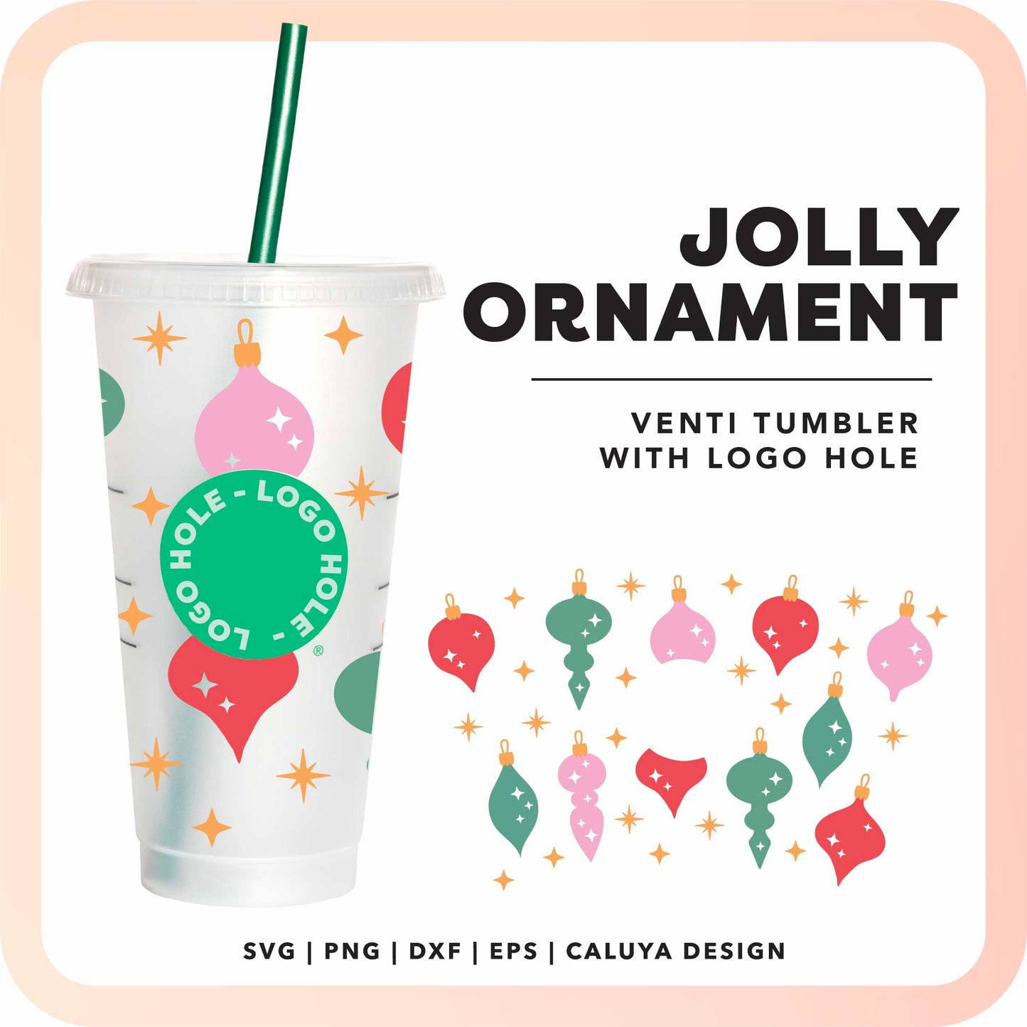 With Logo Venti Cup Wrap SVG | Jolly Ornament SVG