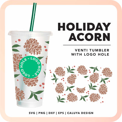 With Logo Venti Cup Wrap SVG | Holiday Acorn SVG