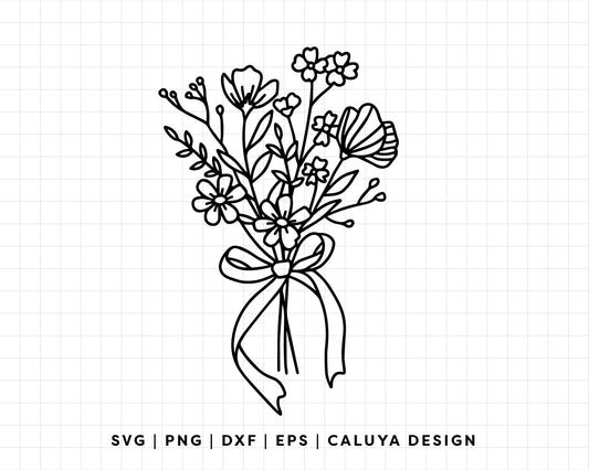 FREE Coquette Floral Bouquet SVG | Spring Outline SVG