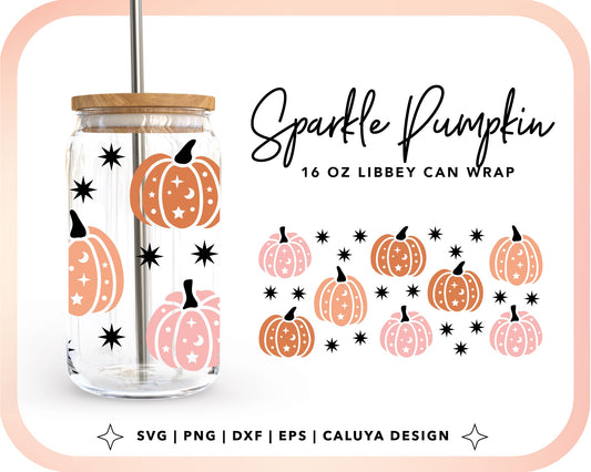 16oz Libbey Can Cup Wrap | Sparkle Pumpkin Cut File for Cricut, Cameo Silhouette | Free SVG Cut File