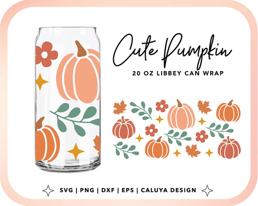 20oz Libbey Can Cup Wrap | Cute Pumpkin Wraps Cut File for Cricut, Cameo Silhouette | Free SVG Cut File