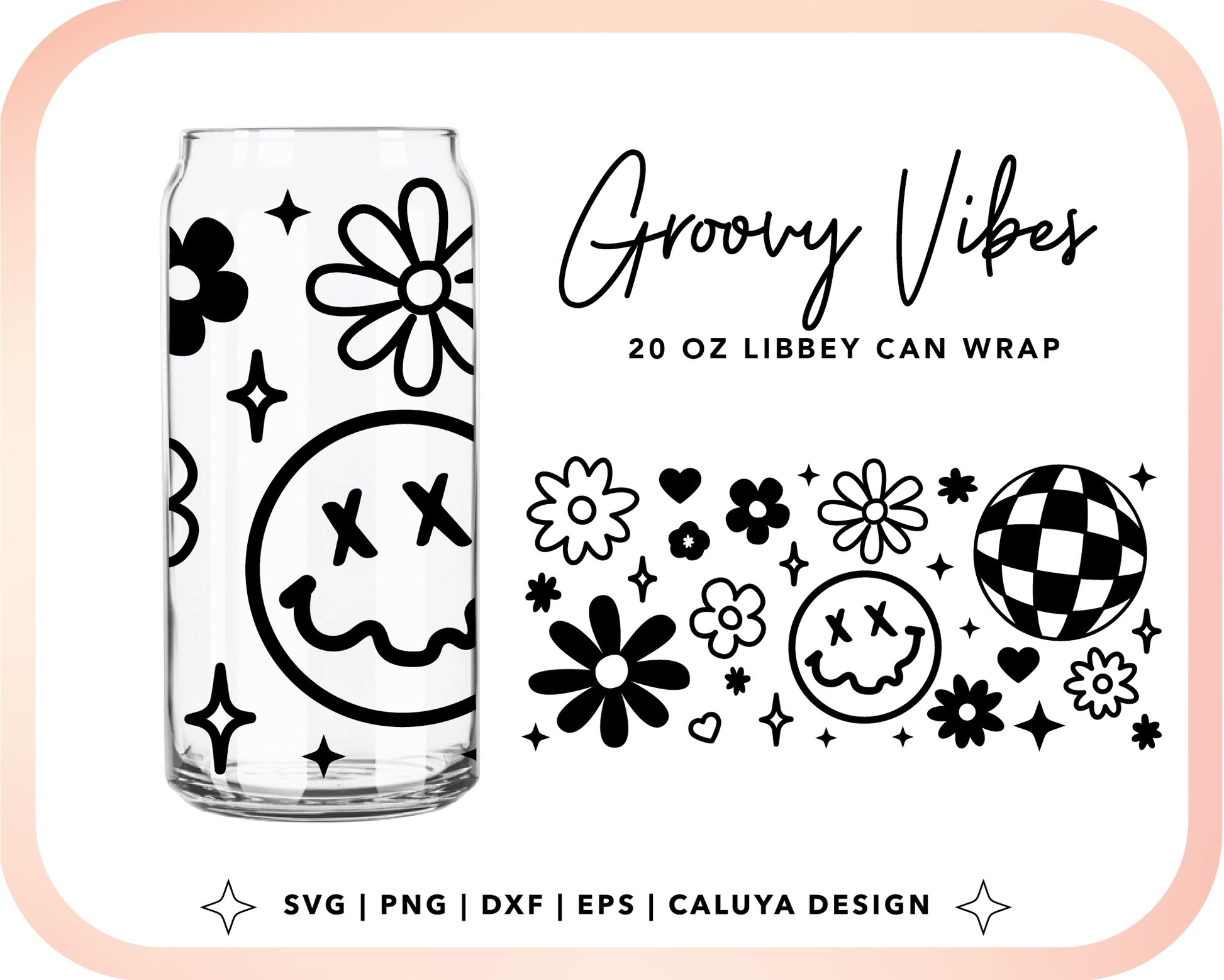 20oz Libbey Can Cup Wrap | Y2K Vibes Cut File for Cricut, Cameo Silhouette | Free SVG Cut File