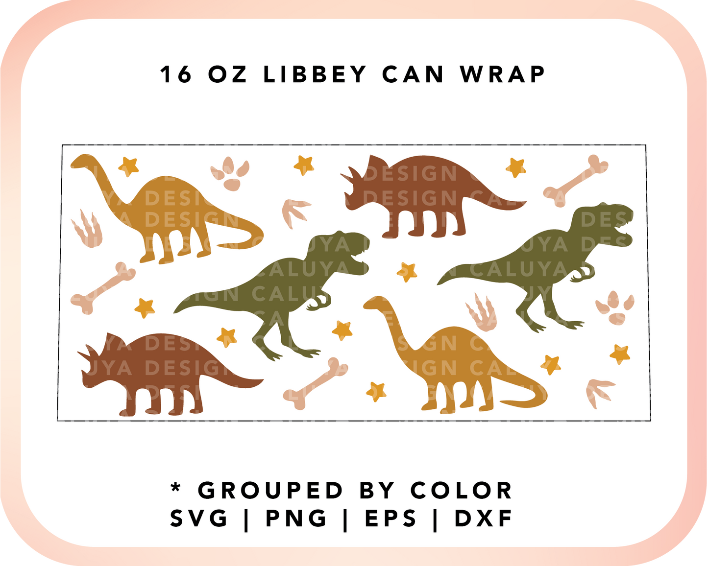 16oz Libbey Can Cup Wrap | Dinosaur Wraps